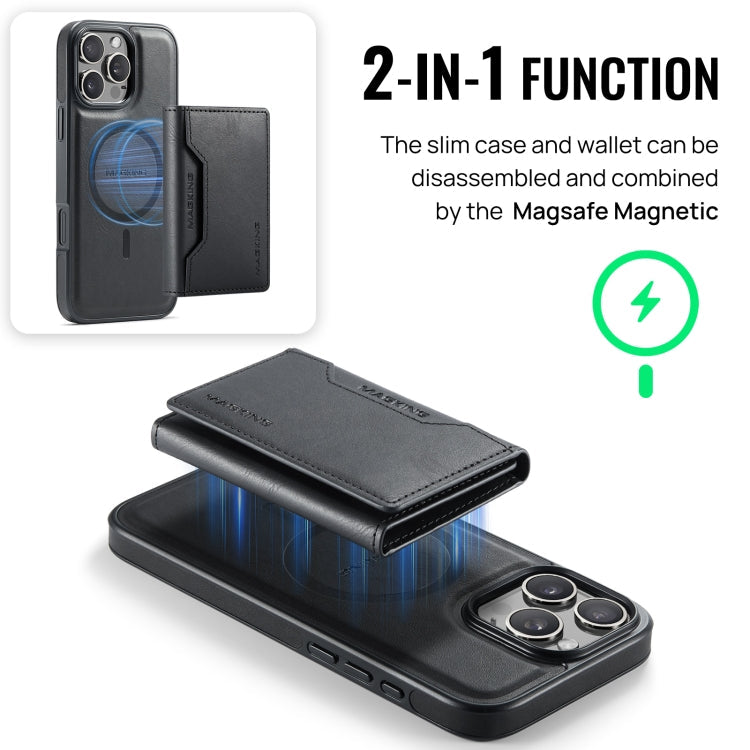 For iPhone 16 Pro MAGKING K2 Series MagSafe RFID Card Bag Detachable Phone Case(Black)
