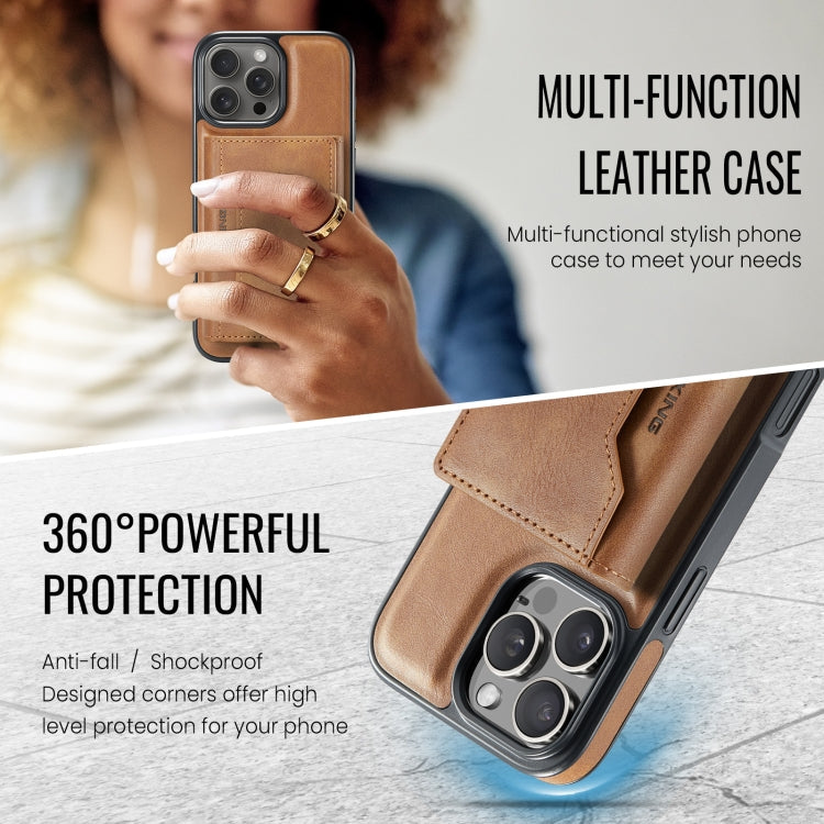 For iPhone 16 Pro MAGKING K2 Series MagSafe RFID Card Bag Detachable Phone Case(Brown)
