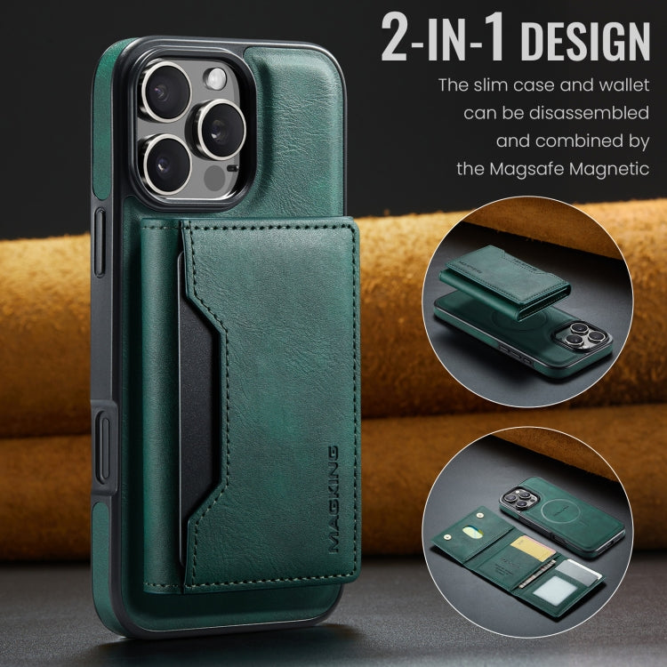 For iPhone 16 Pro MAGKING K2 Series MagSafe RFID Card Bag Detachable Phone Case(Green)