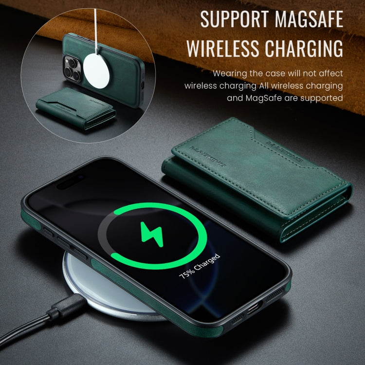 For iPhone 16 Pro MAGKING K2 Series MagSafe RFID Card Bag Detachable Phone Case(Green)