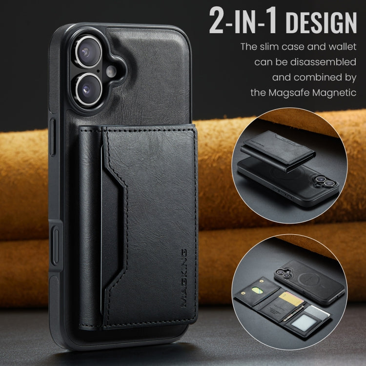 For iPhone 16 MAGKING K2 Series MagSafe RFID Card Bag Detachable Phone Case(Black)