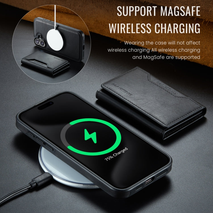 For iPhone 16 MAGKING K2 Series MagSafe RFID Card Bag Detachable Phone Case(Black)