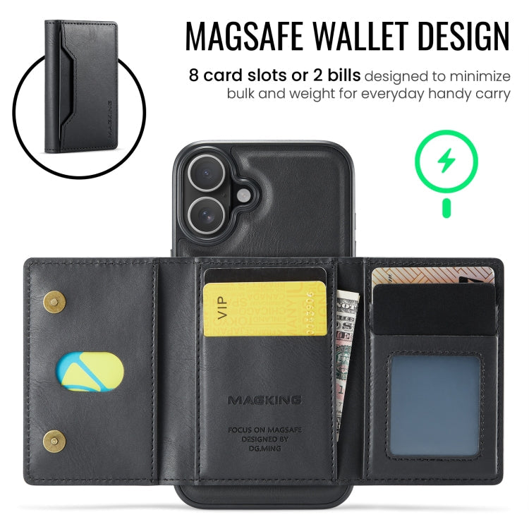 For iPhone 16 MAGKING K2 Series MagSafe RFID Card Bag Detachable Phone Case(Black)