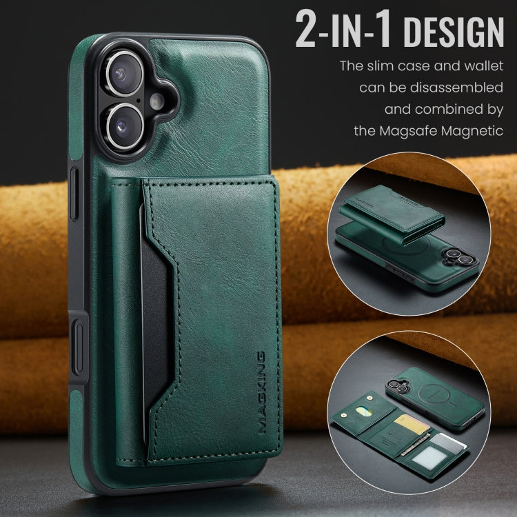 For iPhone 16 MAGKING K2 Series MagSafe RFID Card Bag Detachable Phone Case(Green)