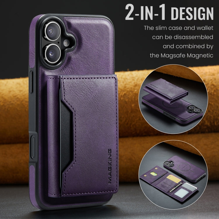For iPhone 16 MAGKING K2 Series MagSafe RFID Card Bag Detachable Phone Case(Purple)