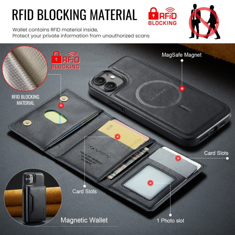 For iPhone 12 / 12 Pro MAGKING K2 Series MagSafe RFID Card Bag Detachable Phone Case(Black)