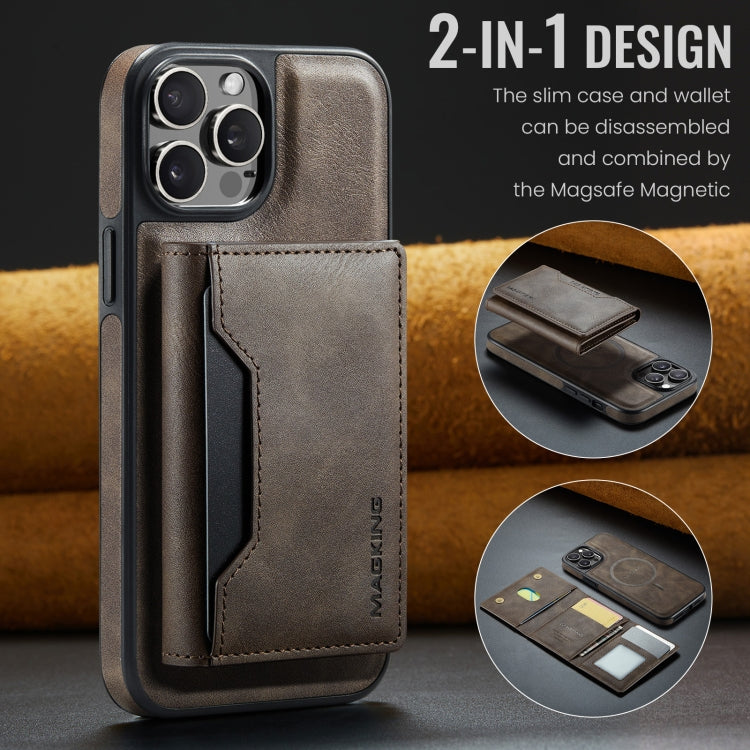 For iPhone 12 Pro Max MAGKING K2 Series MagSafe RFID Card Bag Detachable Phone Case(Coffee)