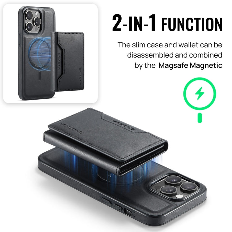 For iPhone 13 Pro Max MAGKING K2 Series MagSafe RFID Card Bag Detachable Phone Case(Black)
