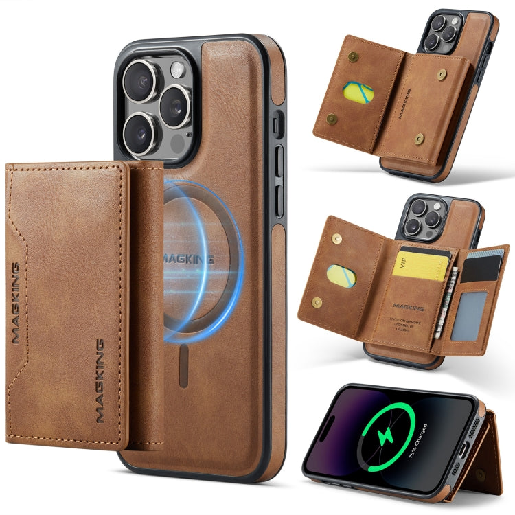 For iPhone 13 Pro Max MAGKING K2 Series MagSafe RFID Card Bag Detachable Phone Case(Brown)