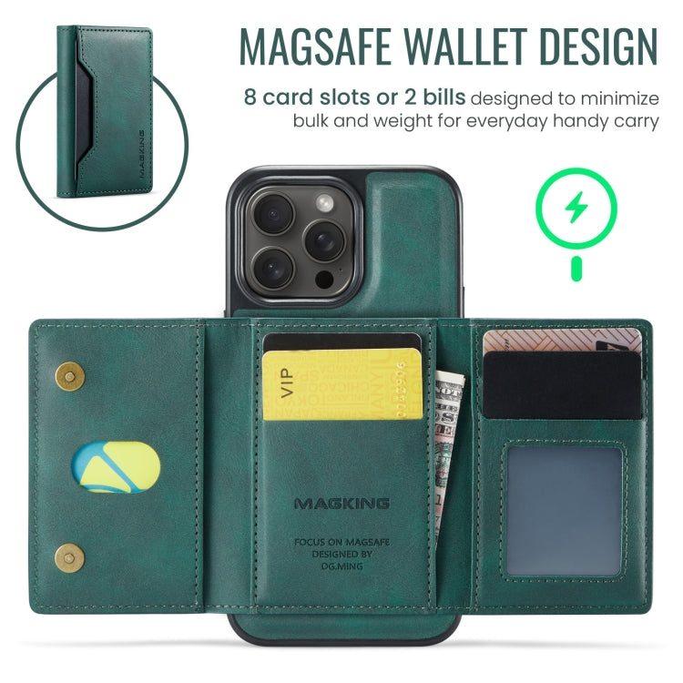 For iPhone 13 Pro Max MAGKING K2 Series MagSafe RFID Card Bag Detachable Phone Case(Green)