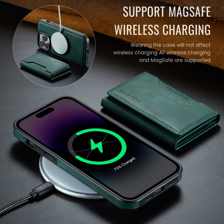 For iPhone 13 Pro MAGKING K2 Series MagSafe RFID Card Bag Detachable Phone Case(Green)