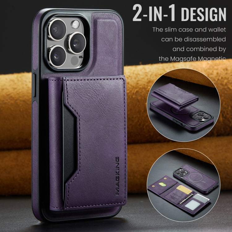 For iPhone 13 Pro MAGKING K2 Series MagSafe RFID Card Bag Detachable Phone Case(Purple)