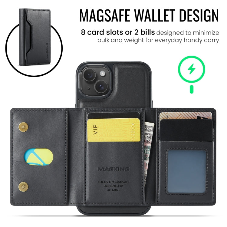 For iPhone 13 MAGKING K2 Series MagSafe RFID Card Bag Detachable Phone Case(Black)