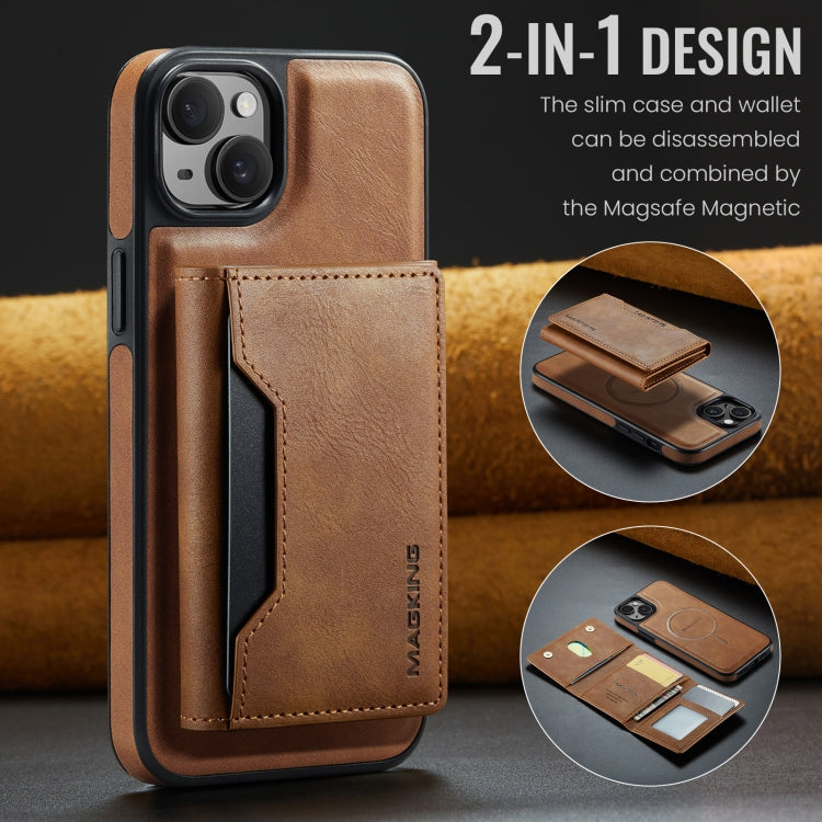 For iPhone 13 MAGKING K2 Series MagSafe RFID Card Bag Detachable Phone Case(Brown)