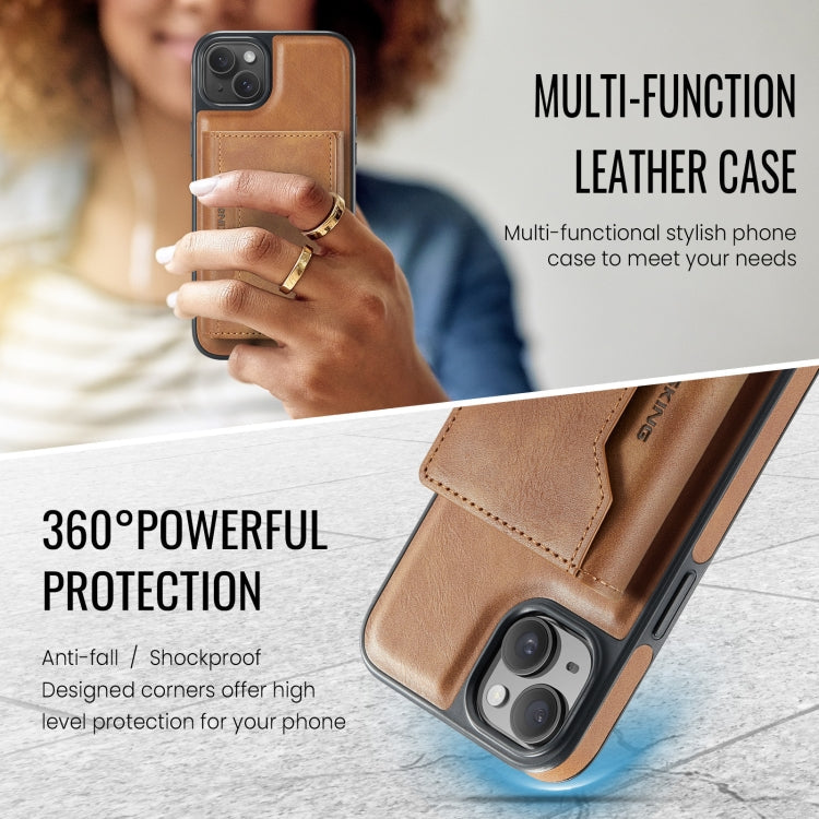 For iPhone 13 MAGKING K2 Series MagSafe RFID Card Bag Detachable Phone Case(Brown)