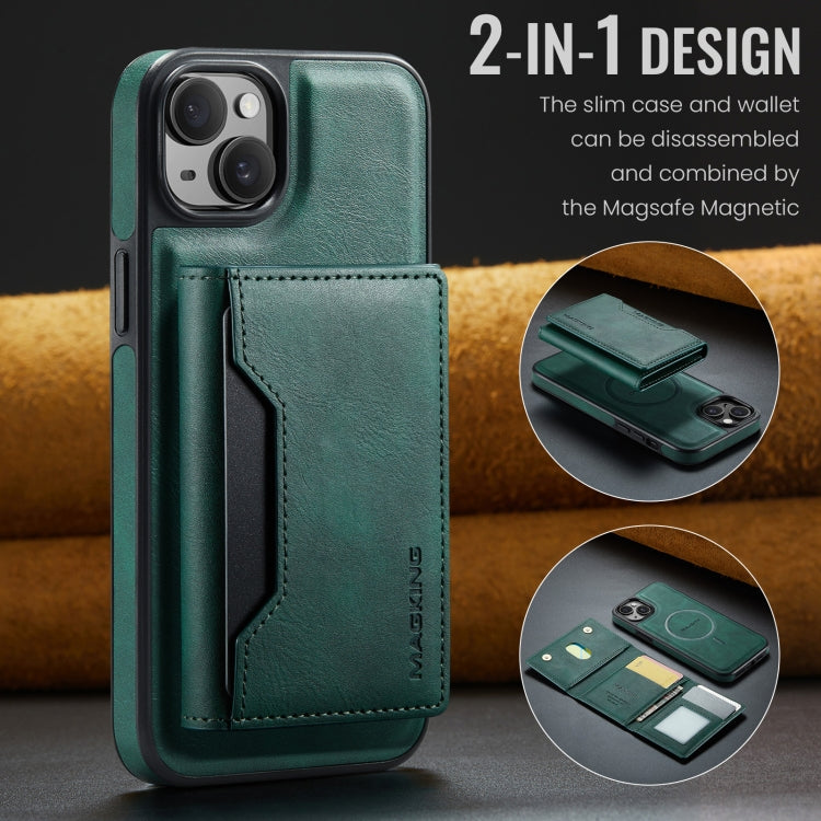 For iPhone 13 MAGKING K2 Series MagSafe RFID Card Bag Detachable Phone Case(Green)