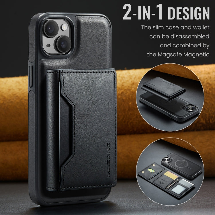 For iPhone 14 Plus MAGKING K2 Series MagSafe RFID Card Bag Detachable Phone Case(Black)