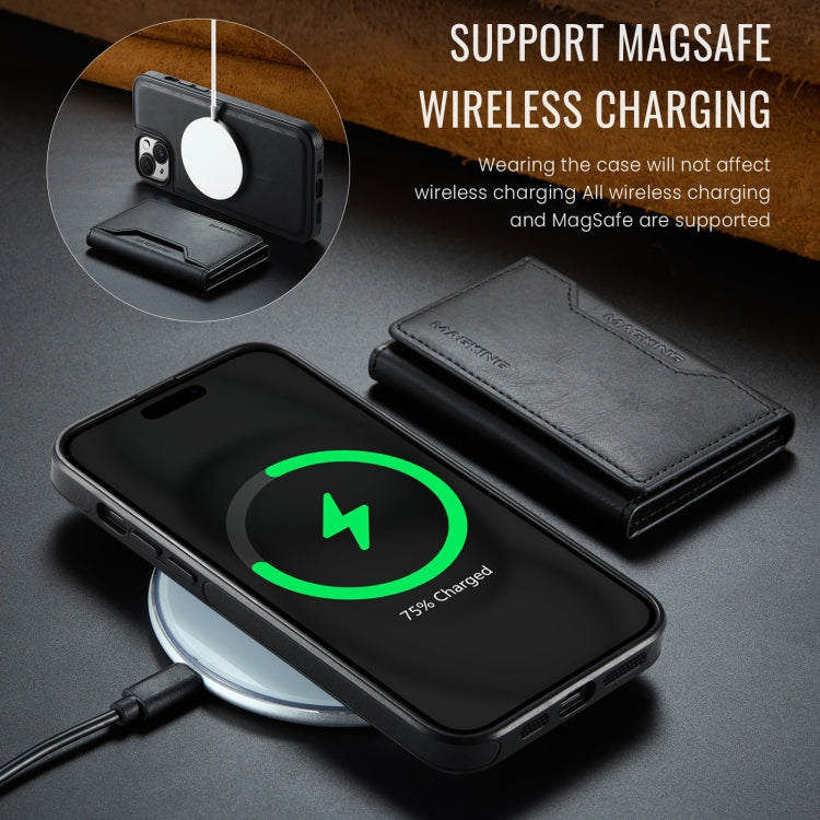 For iPhone 14 Plus MAGKING K2 Series MagSafe RFID Card Bag Detachable Phone Case(Black)