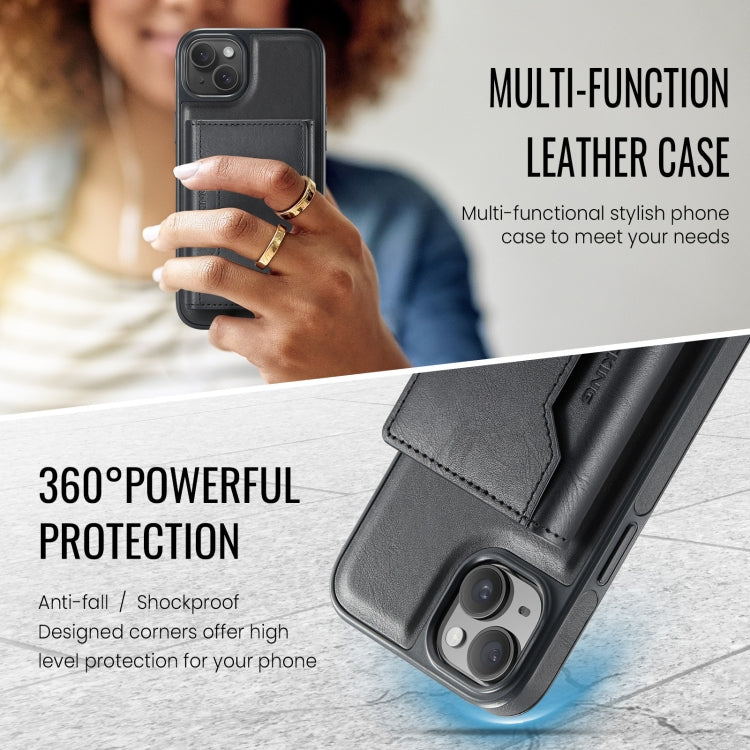 For iPhone 14 Plus MAGKING K2 Series MagSafe RFID Card Bag Detachable Phone Case(Black)