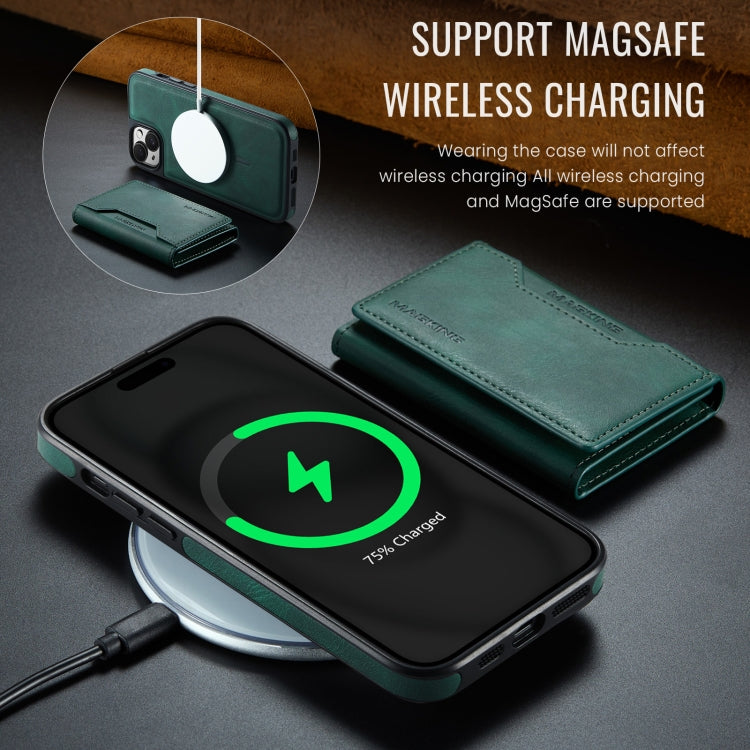 For iPhone 14 Plus MAGKING K2 Series MagSafe RFID Card Bag Detachable Phone Case(Green)