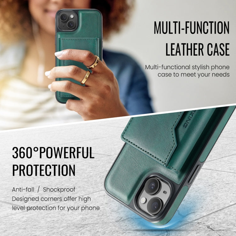 For iPhone 14 Plus MAGKING K2 Series MagSafe RFID Card Bag Detachable Phone Case(Green)