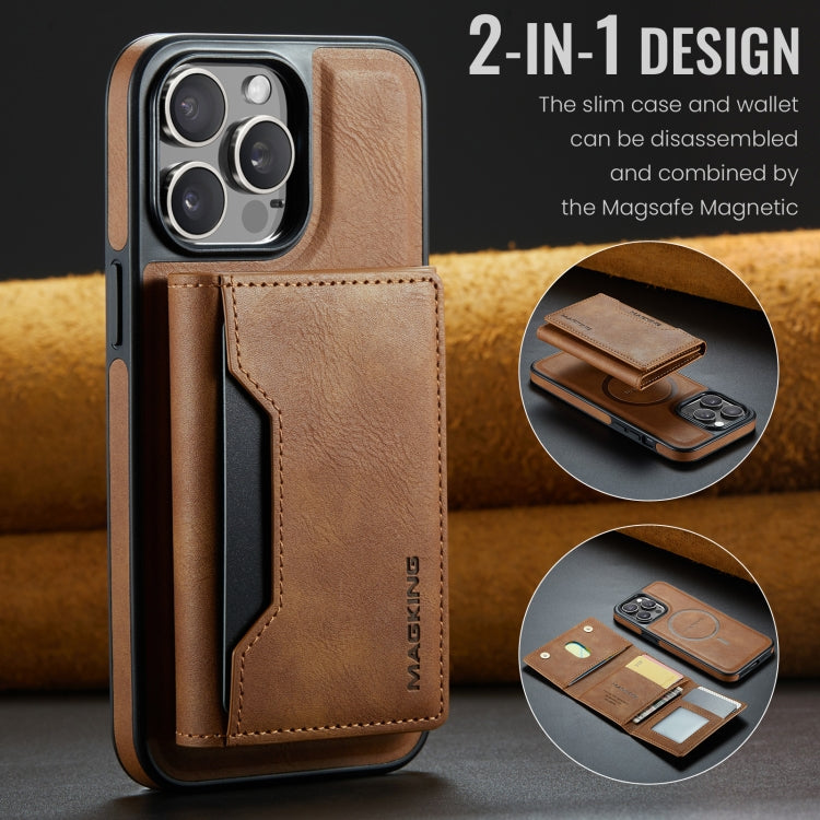 For iPhone 14 Pro MAGKING K2 Series MagSafe RFID Card Bag Detachable Phone Case(Brown)