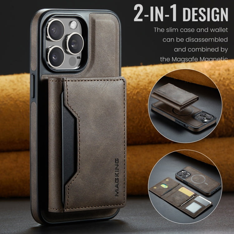 For iPhone 14 Pro MAGKING K2 Series MagSafe RFID Card Bag Detachable Phone Case(Coffee)