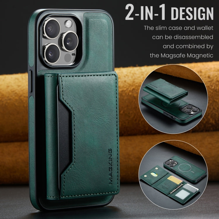 For iPhone 14 Pro Max MAGKING K2 Series MagSafe RFID Card Bag Detachable Phone Case(Green)