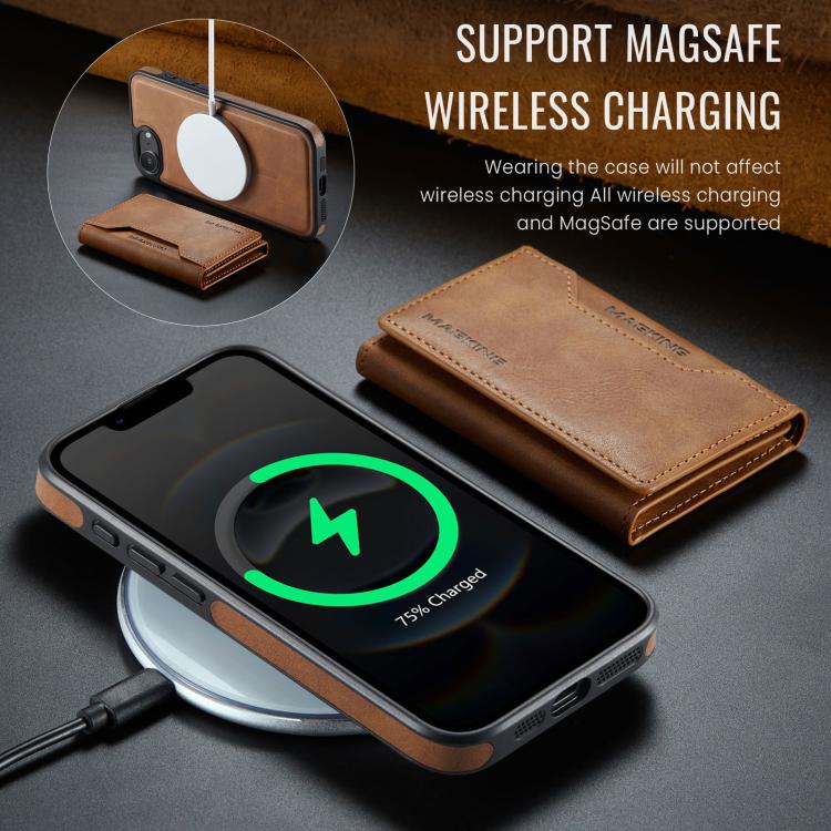 For iPhone 17e / 16e MAGKING K2 Series MagSafe RFID Card Bag Detachable Phone Case(Brown)