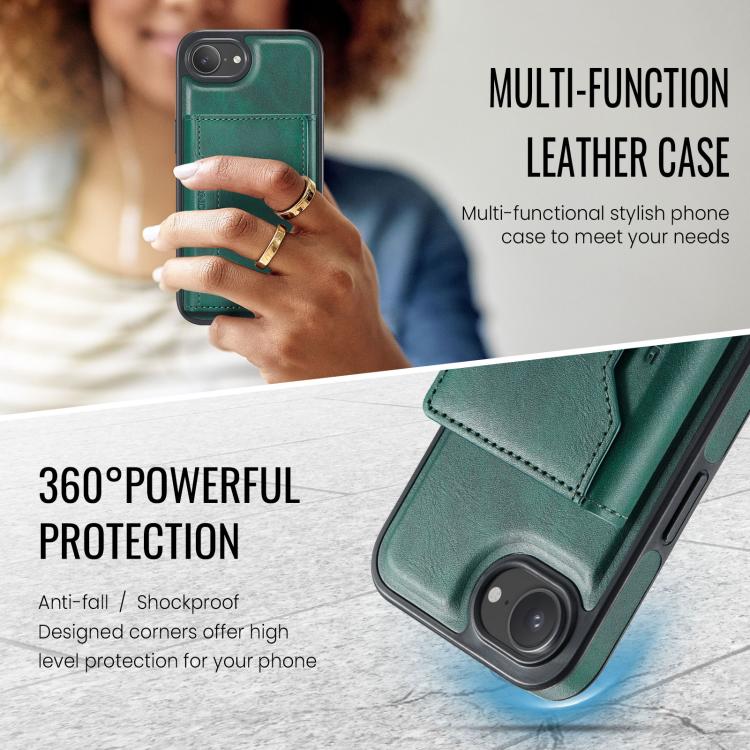 For iPhone 17e / 16e MAGKING K2 Series MagSafe RFID Card Bag Detachable Phone Case(Green)