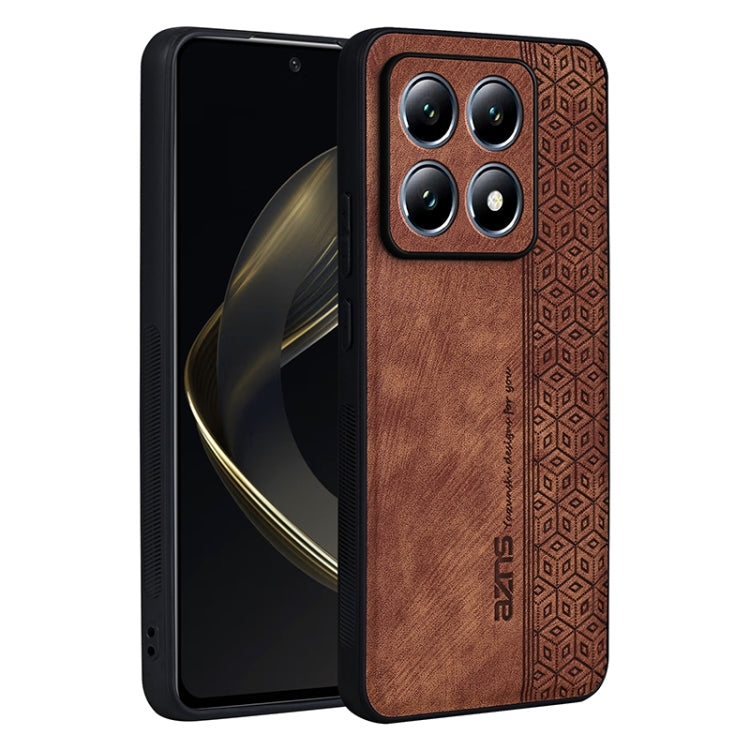 For Xiaomi 14T AZNS 3D Embossed Skin Feel Phone Case(Brown)