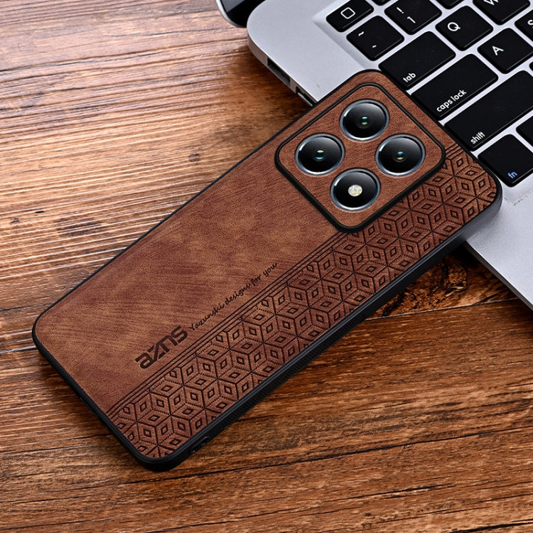 For Xiaomi 14T AZNS 3D Embossed Skin Feel Phone Case(Brown)