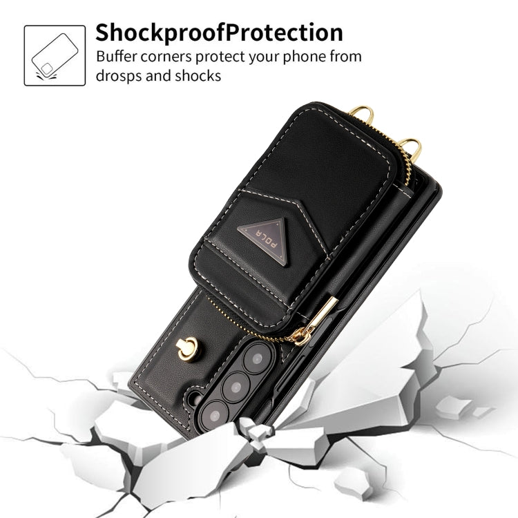 For Samsung Galaxy Z Fold6 POLA Multi-Card Slots Zipper Wallet Phone Case(Black)