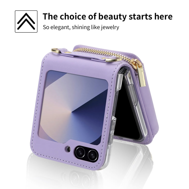 For Samsung Galaxy Z Flip6 POLA Multi-Card Slots Zipper Wallet Phone Case(Purple)