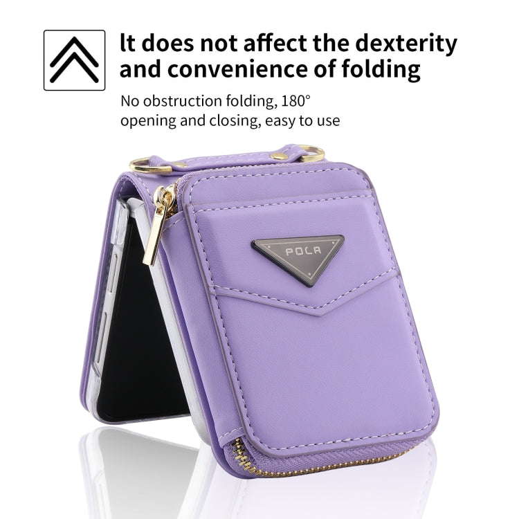 For Samsung Galaxy Z Flip5 POLA Multi-Card Slots Zipper Wallet Phone Case(Purple)