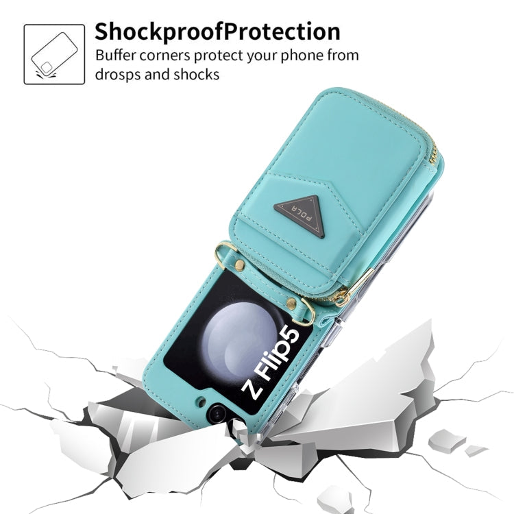 For Samsung Galaxy Z Flip5 POLA Multi-Card Slots Zipper Wallet Phone Case(Blue)