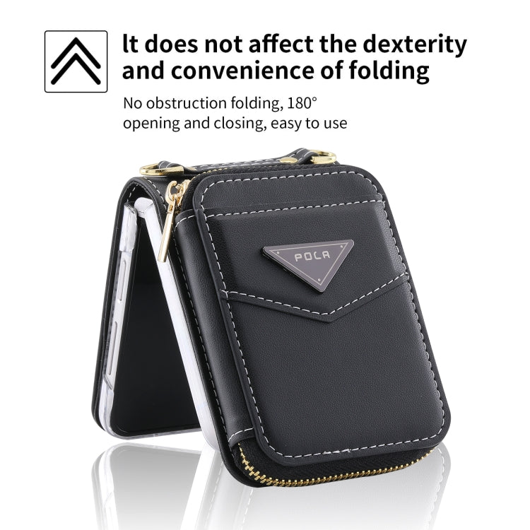 For Samsung Galaxy Z Flip3 5G POLA Multi-Card Slots Zipper Wallet Phone Case(Black)