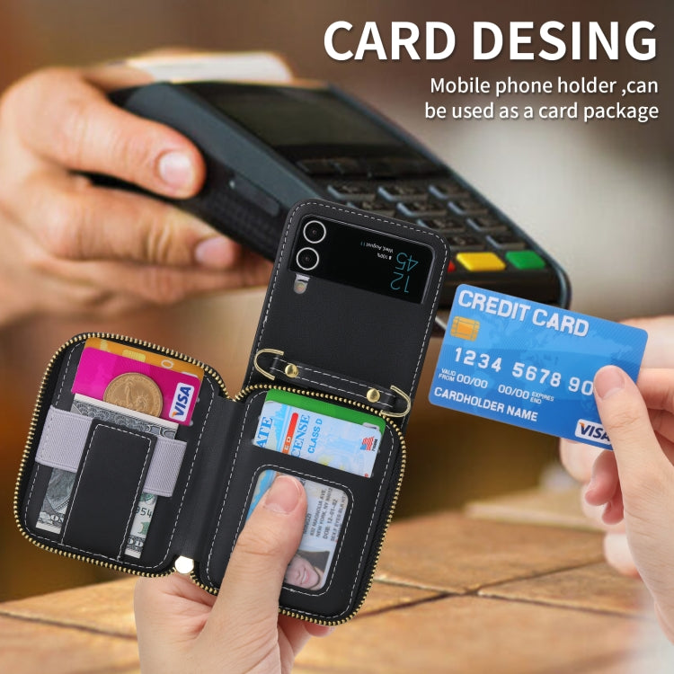 For Samsung Galaxy Z Flip3 5G POLA Multi-Card Slots Zipper Wallet Phone Case(Black)