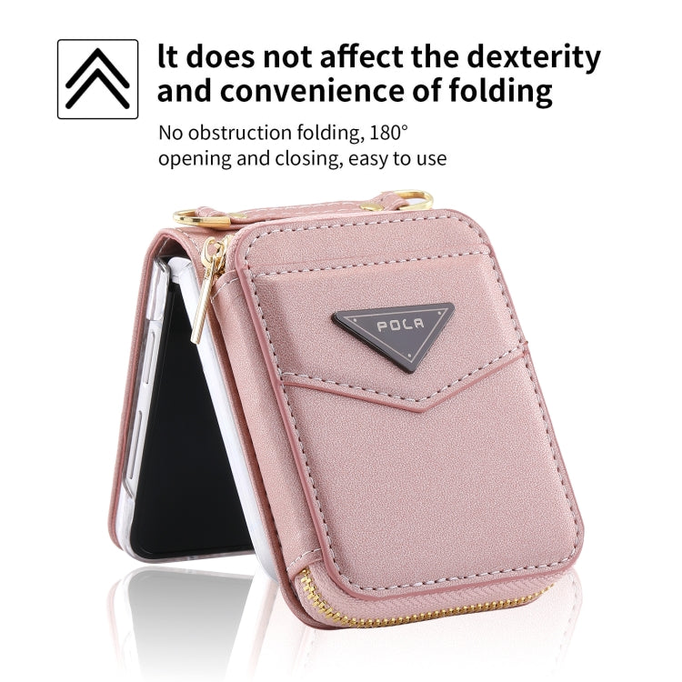 For Samsung Galaxy Z Flip3 5G POLA Multi-Card Slots Zipper Wallet Phone Case(Pink)