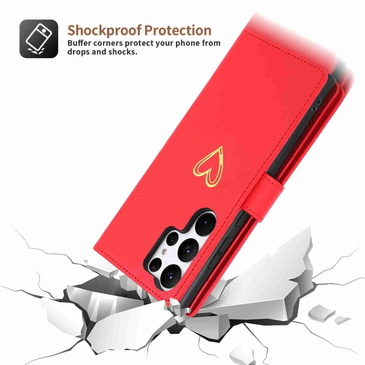For Samsung Galaxy S23 Ultra 5G POLA Love Multi-Card Slots Zipper Wallet Leather Phone Case(Red)