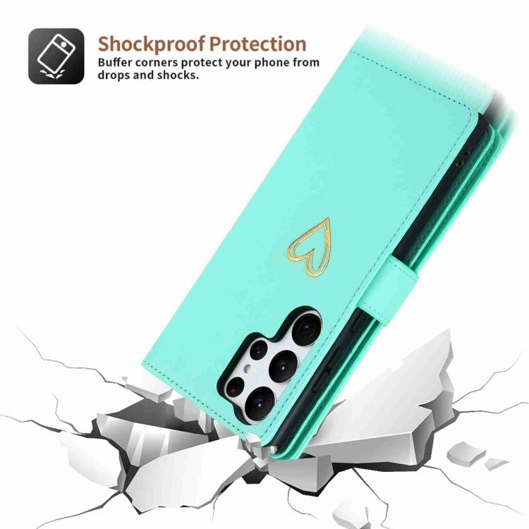 For Samsung Galaxy S23 Ultra 5G POLA Love Multi-Card Slots Zipper Wallet Leather Phone Case(Light Green)