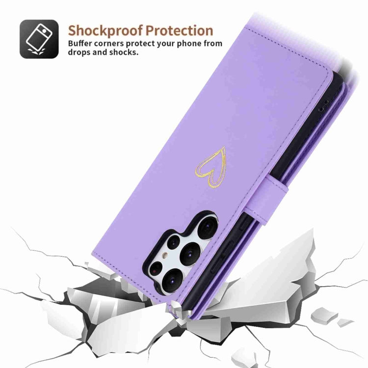 For Samsung Galaxy S23 Ultra 5G POLA Love Multi-Card Slots Zipper Wallet Leather Phone Case(Purple)