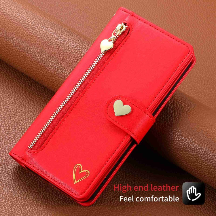 For Samsung Galaxy A54 POLA Love Multi-Card Slots Zipper Wallet Leather Phone Case(Red)