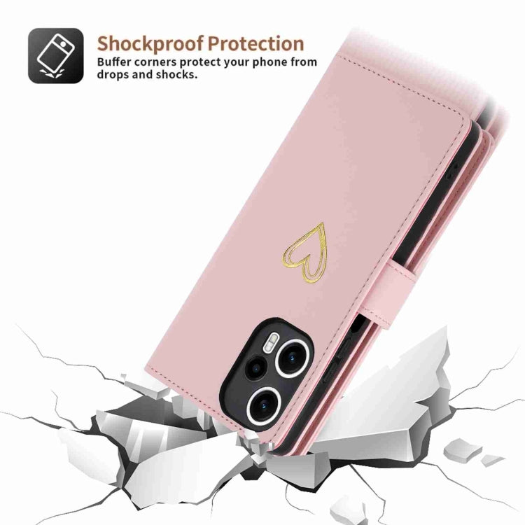 For Xiaomi Poco F5 POLA Love Multi-Card Slots Zipper Wallet Leather Phone Case(Pink)