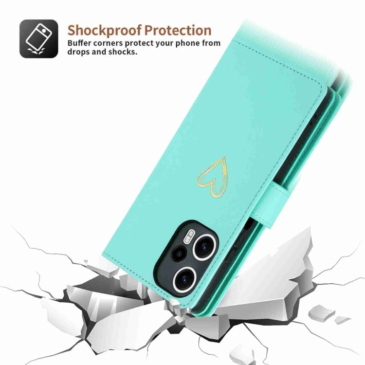 For Xiaomi Poco F5 POLA Love Multi-Card Slots Zipper Wallet Leather Phone Case(Light Green)