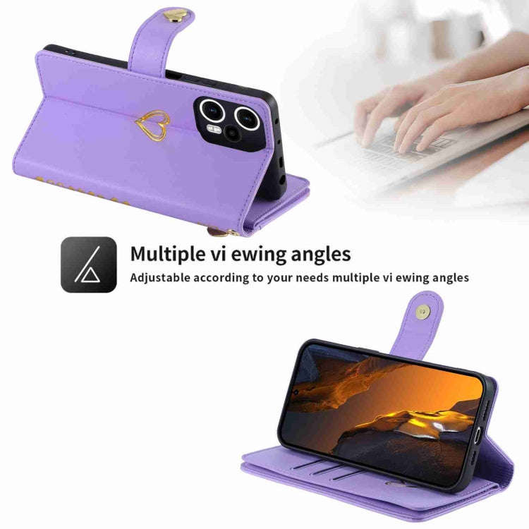 For Xiaomi Poco F5 POLA Love Multi-Card Slots Zipper Wallet Leather Phone Case(Purple)