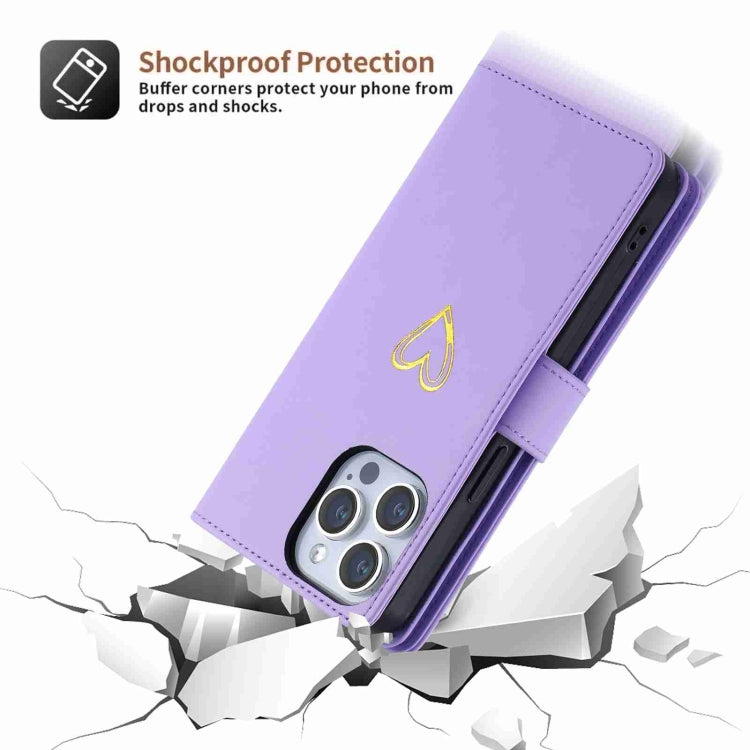 For iPhone 11 Pro Max POLA Love Multi-Card Slots Zipper Wallet Leather Phone Case(Purple)