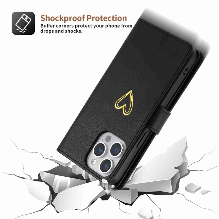 For iPhone 13 POLA Love Multi-Card Slots Zipper Wallet Leather Phone Case(Black)