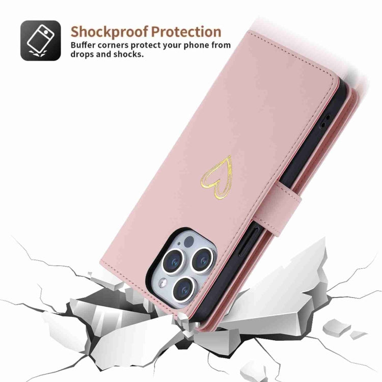 For iPhone 14 Plus POLA Love Multi-Card Slots Zipper Wallet Leather Phone Case(Pink)