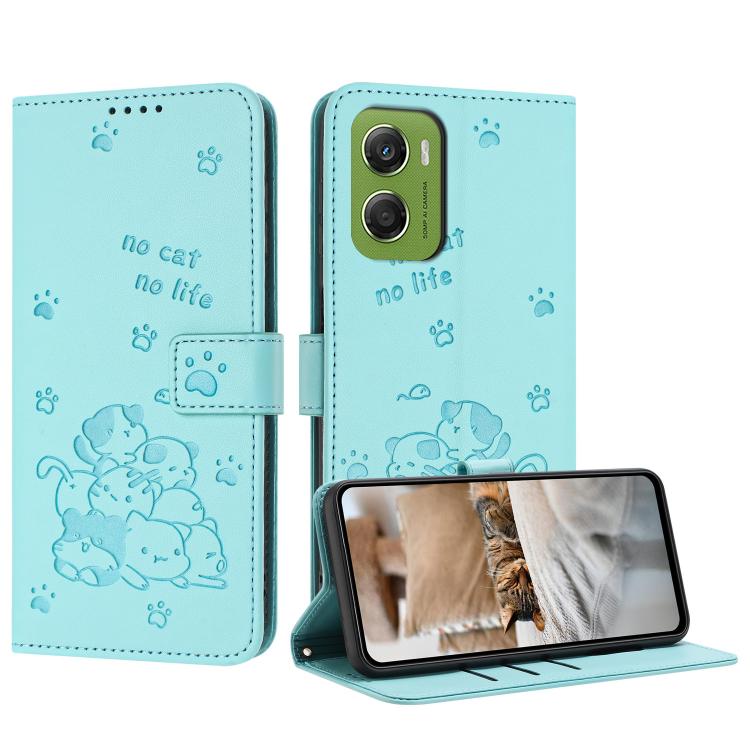 Embossed Kitten Phone Leather Case with Lanyard, For Motorola Edge 70 5G, For Motorola Moto G06 4G, For Motorola Moto G86 5G, For Motorola Moto G56 5G